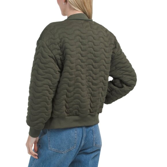 INDUSTRY Olive Quilted Bomber Jacket - Picture 2 of 2